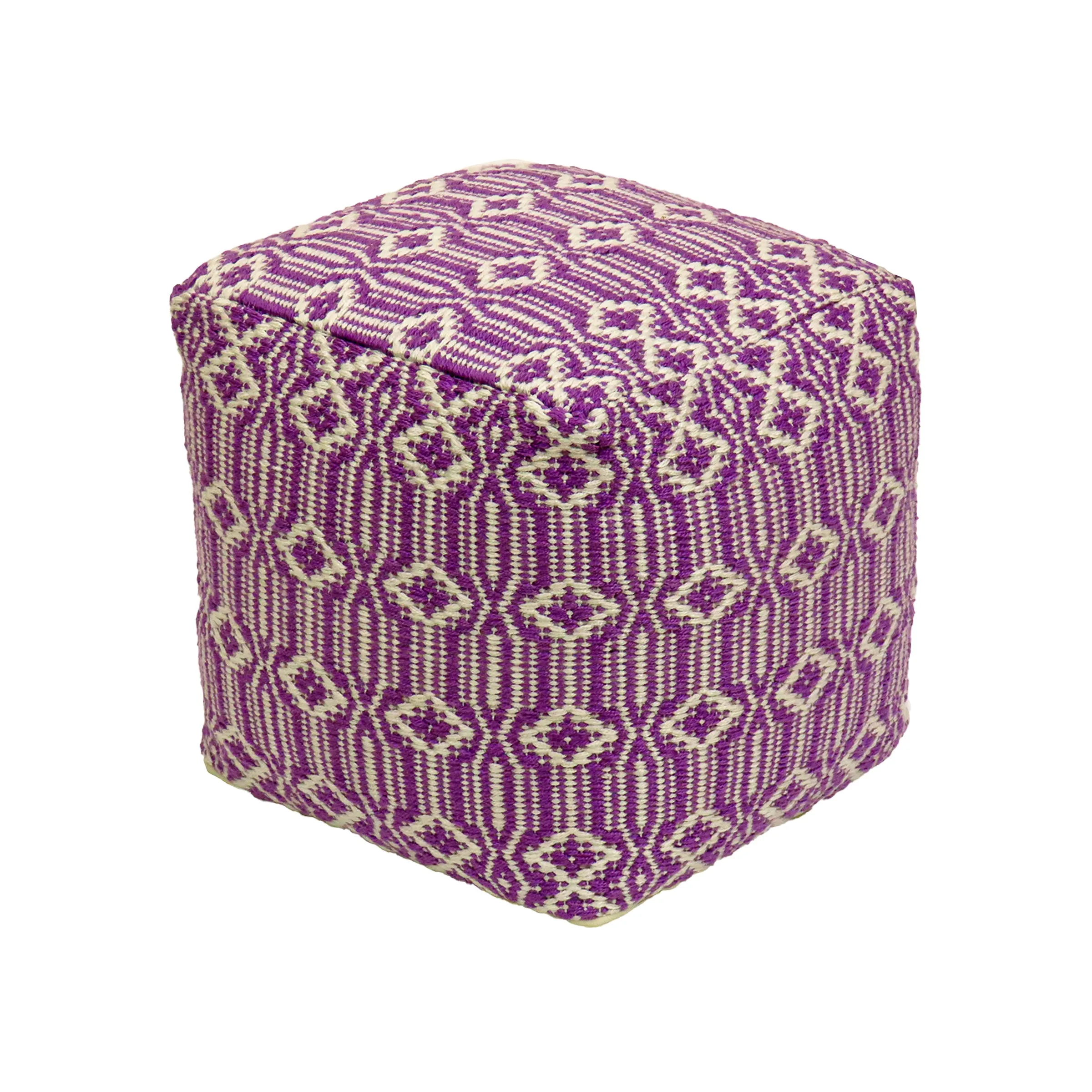 16" Hand Woven Pouf Ottoman, Lavender