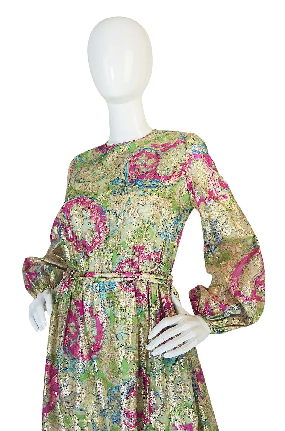 1960s Bonwit Teller Metallic Green Gown