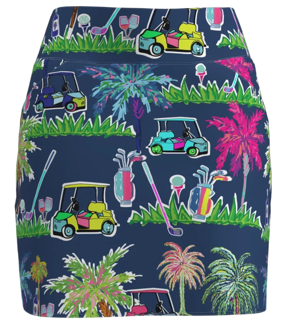 AB SPORT Women's Navy Golf Cart Print Golf Skirt BSKG01-GCPN