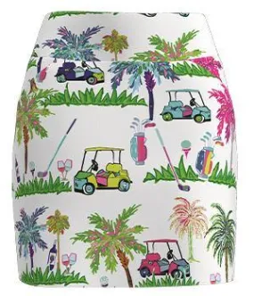 AB SPORT Women's White Golf Cart Print Golf Skirt BSKG01-GCPW