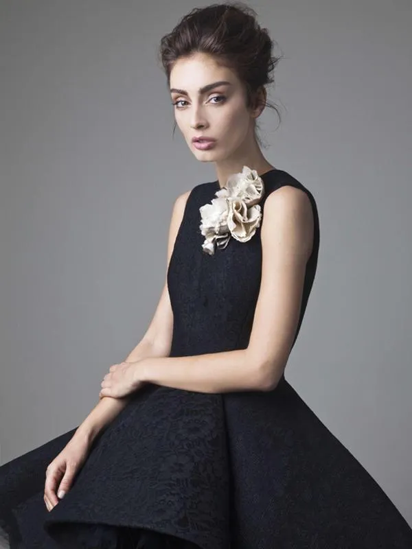 Black Lace Homecoming Dress Asymmetrical Vintage Homecoming Dress ER080