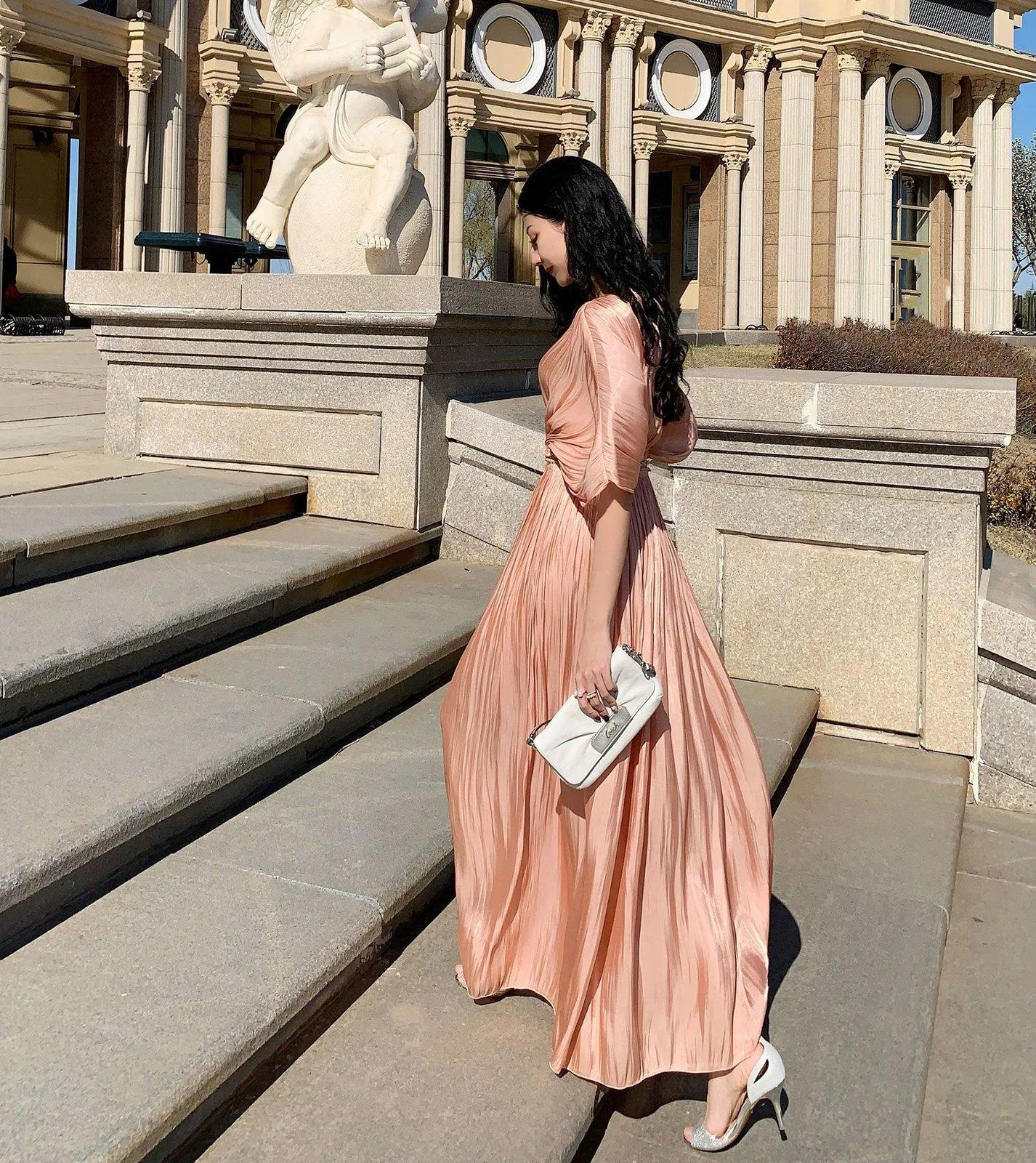Bonnie Short Sleeve Pleated Maxi Dress