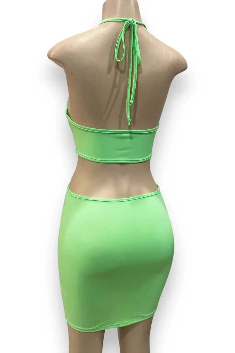Criss Cross Cut Out Halter Mini Dress
