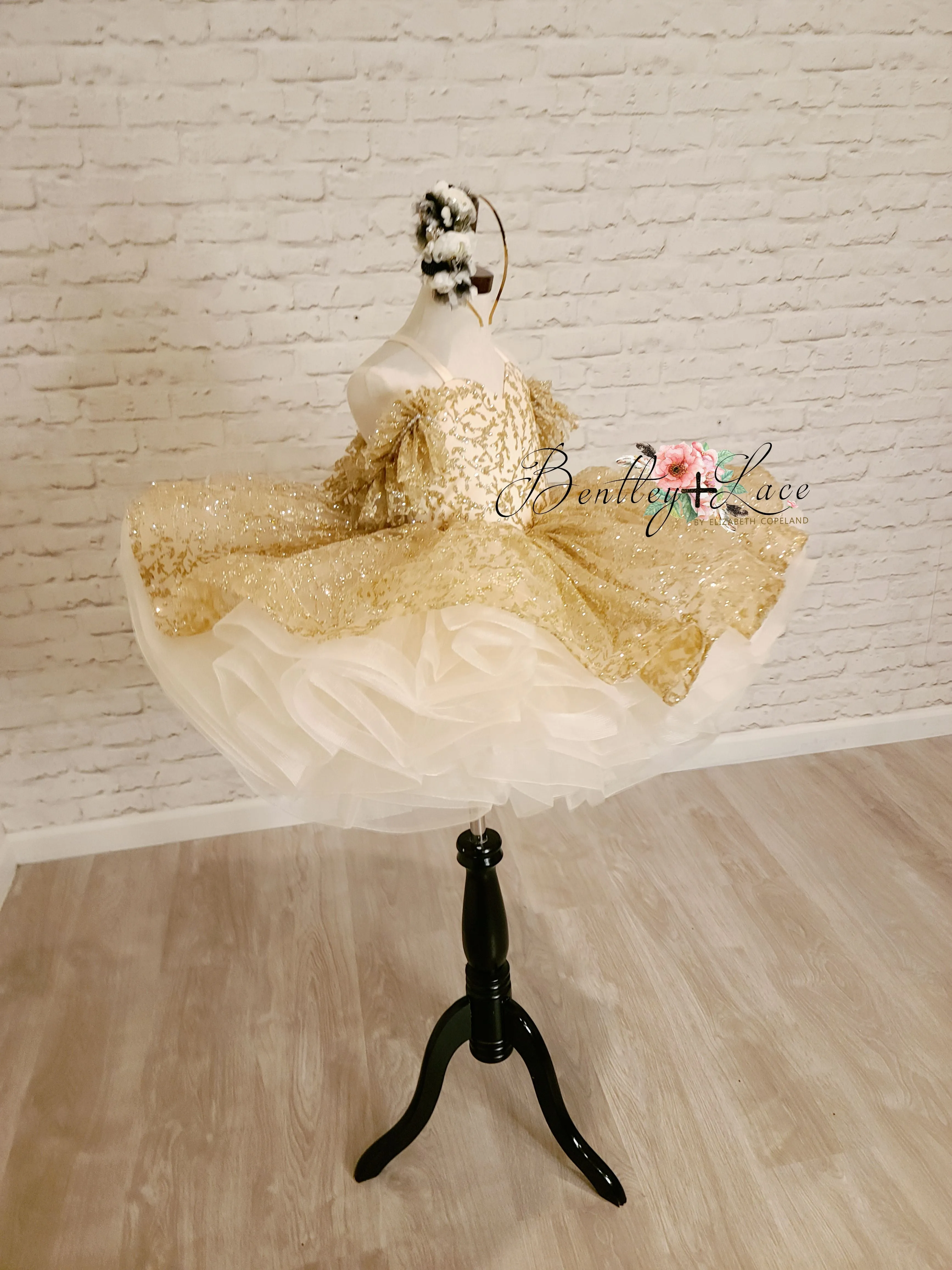 Euc "Glimmering" Gold Leaf- Petal Length Dress (4 Year - Petite 5 Year)
