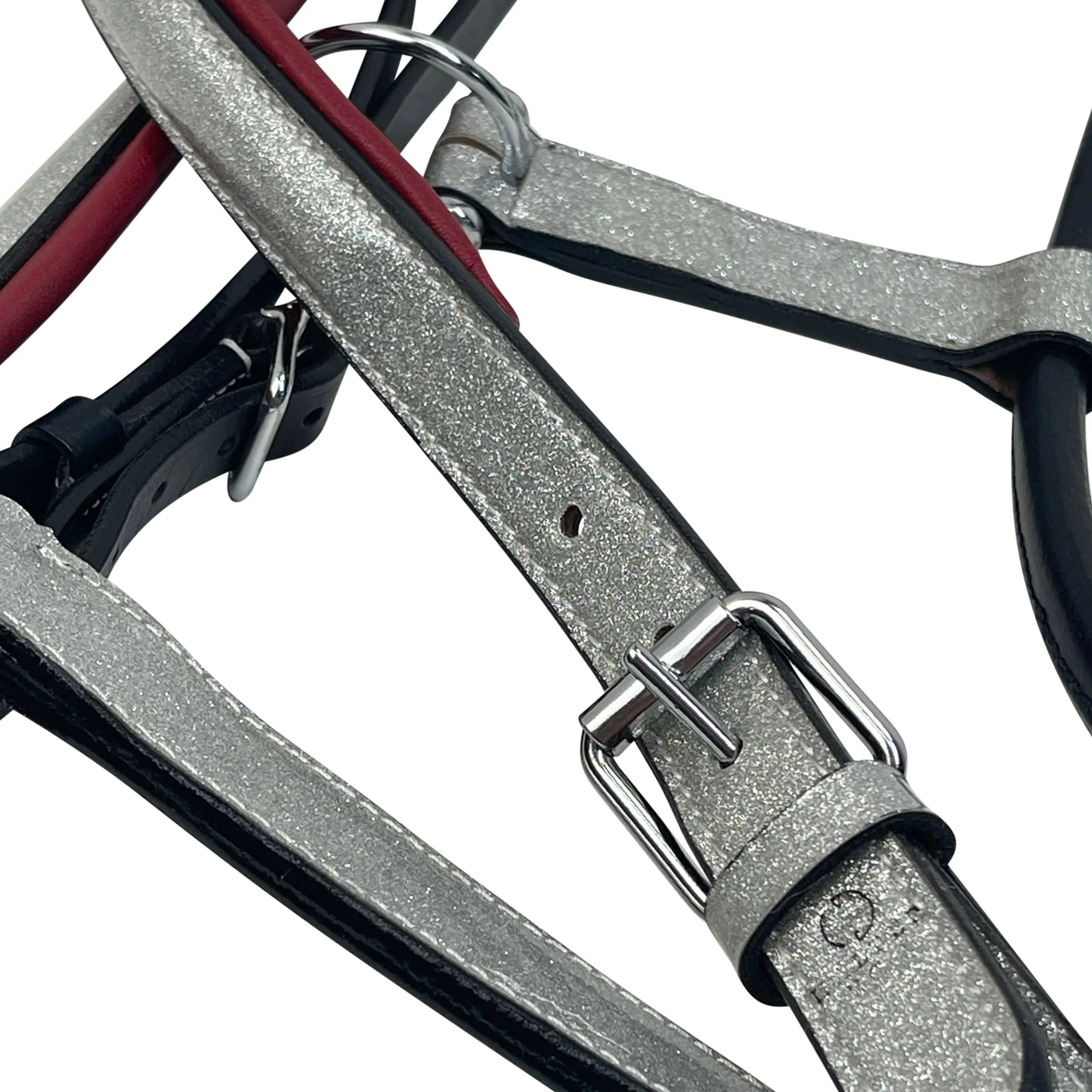 Halter Ego 'Holiday' Leather Halter in Silver Glitter/Burgundy - X-Full