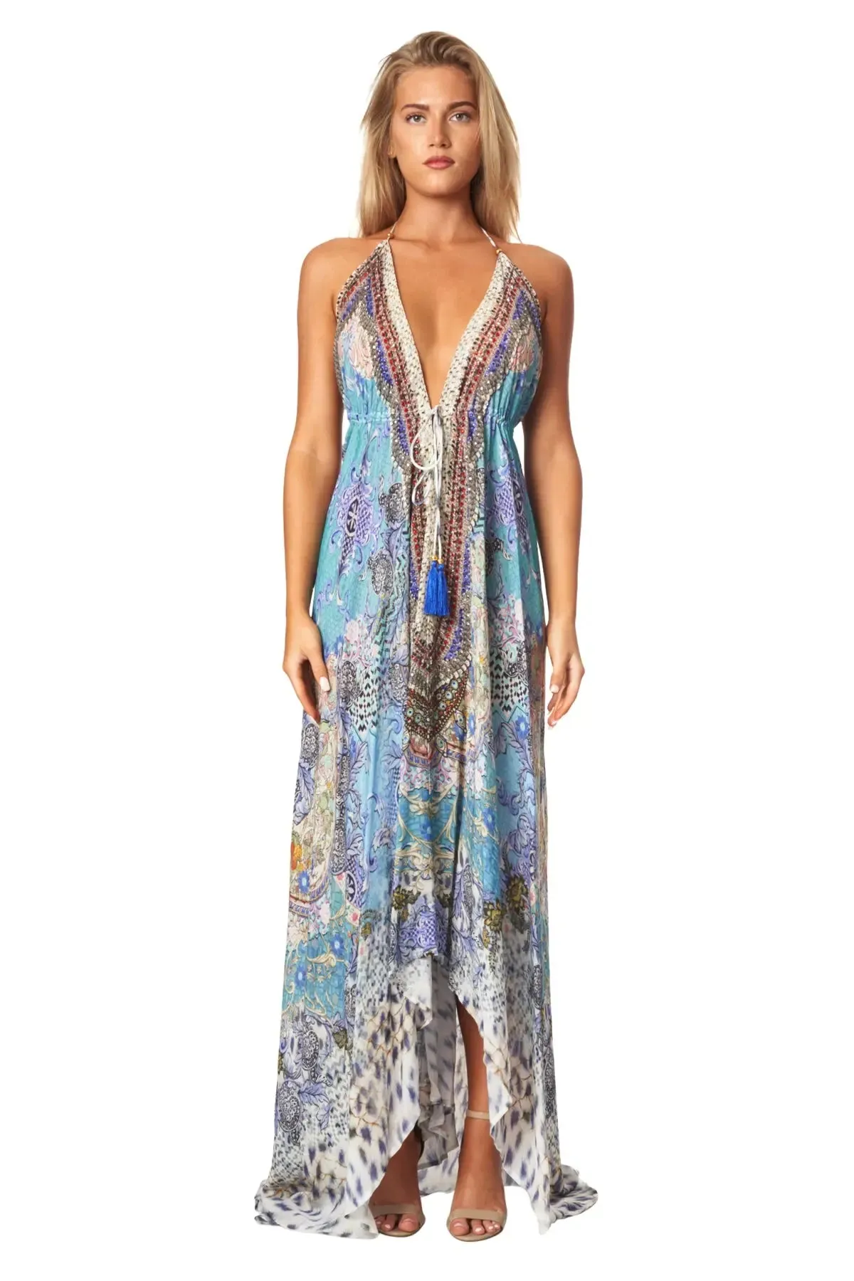 Halter Neck Backless Resort Dresses For Women