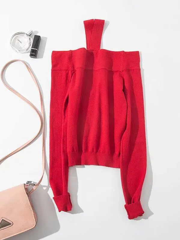 Halter Strapless Long Sleeves Top