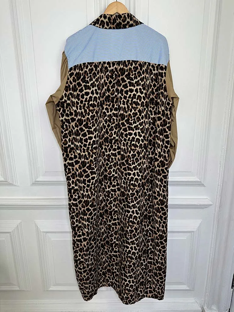 Leopard Stripe Shirt Dress