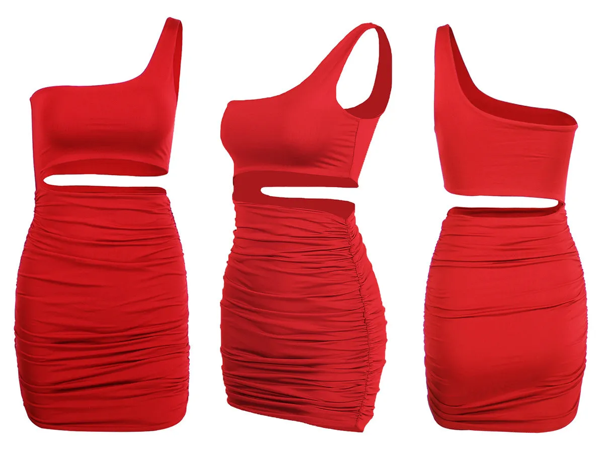One Shoulder Cut Out Bodycon Dress