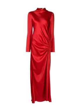 Ruched-Detail Satin Gown
