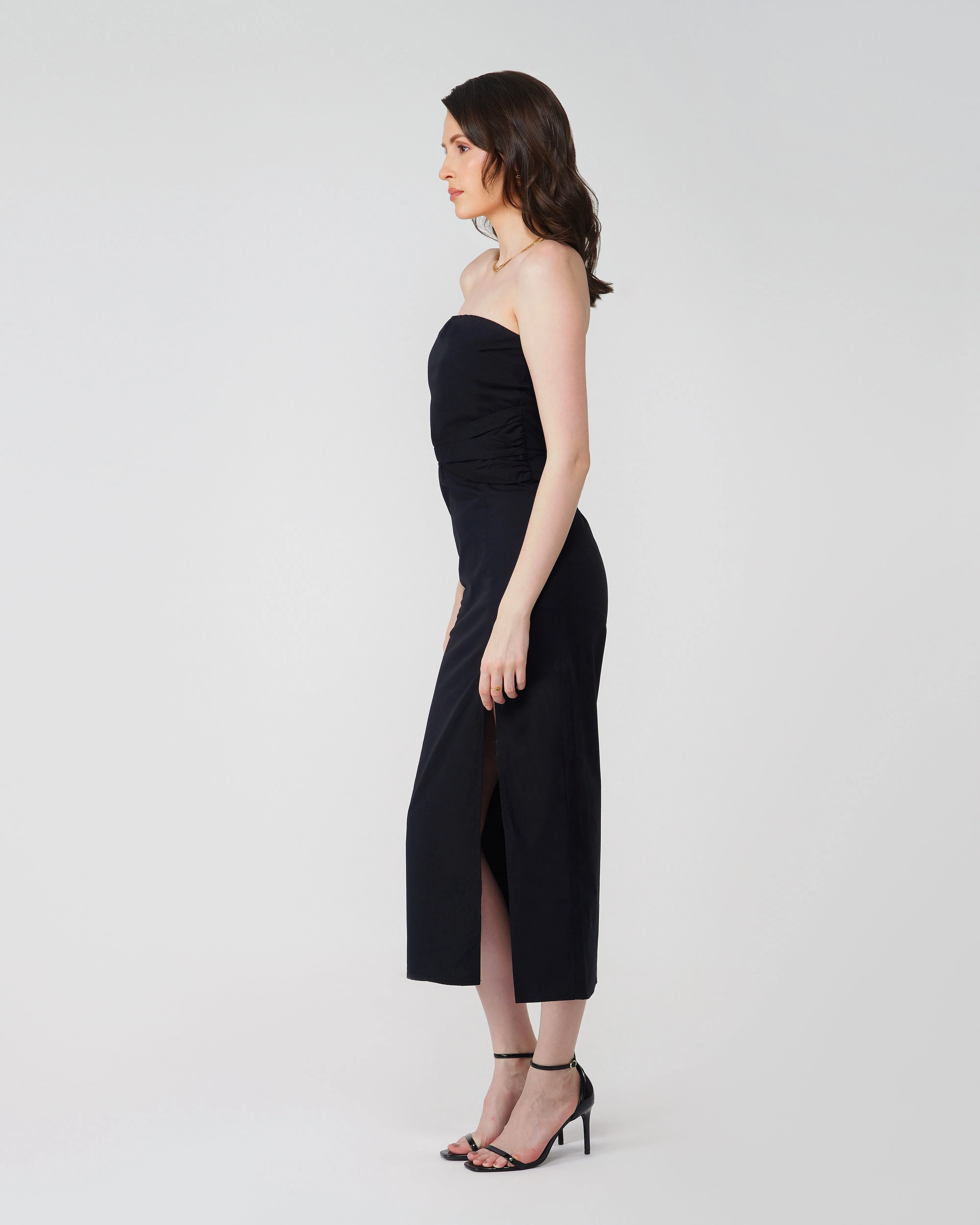 STRAPLESS MIDI DRESS