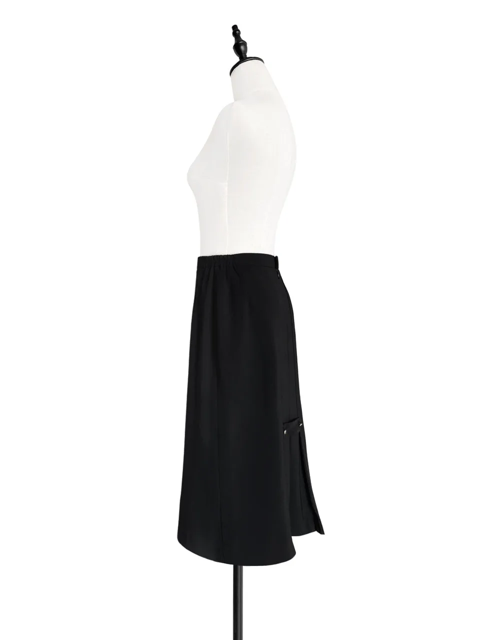 Surprise Sale! Drapey Black Studded Pleat Back Straight Skirt