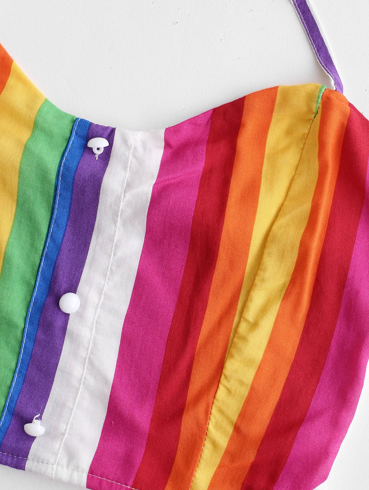 Two Pieces Set Rainbow Striped Smocked
