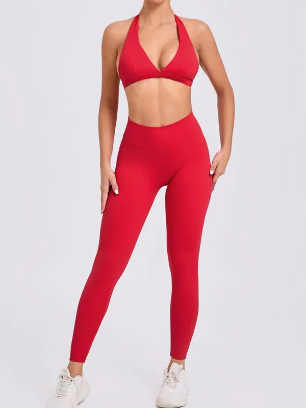 ZASUWA Female Backless Halter Pocket Scrunch Bum Tracksuit