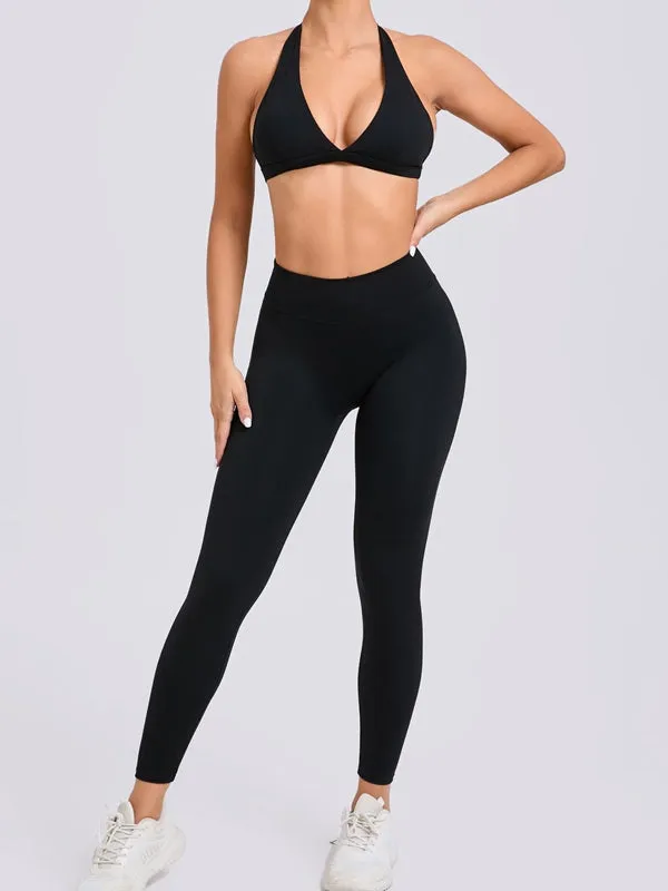 ZASUWA Female Backless Halter Pocket Scrunch Bum Tracksuit
